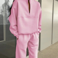 Damen entspannter Oversized Pullover mit halbem Reißverschluss und bequemen Bündchen WW