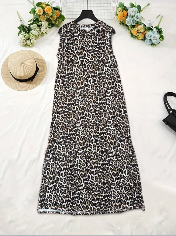 Damen Maxikleid mit modernem Leo-Print und praktischen Taschen WW