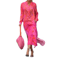 Damen Maxikleid mit lässiger Knopfleiste und animalischen Mustern WW