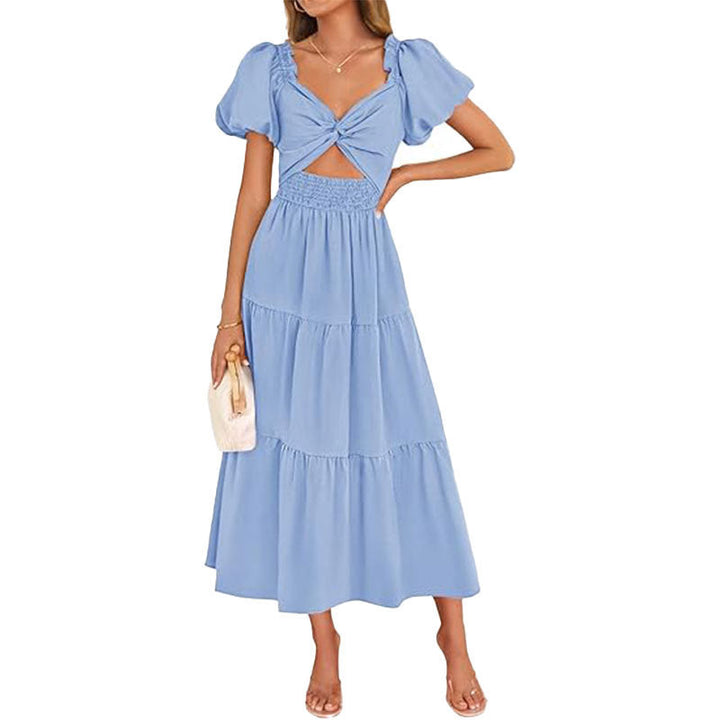 Damen Midi-Kleid mit floralem Twist und elastischem Taillengummi W&W Mode