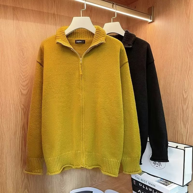 Damen Strickjacke mit hohem Kragen und Reißverschluss WW