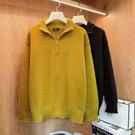 Damen Strickjacke mit hohem Kragen und Reißverschluss WW