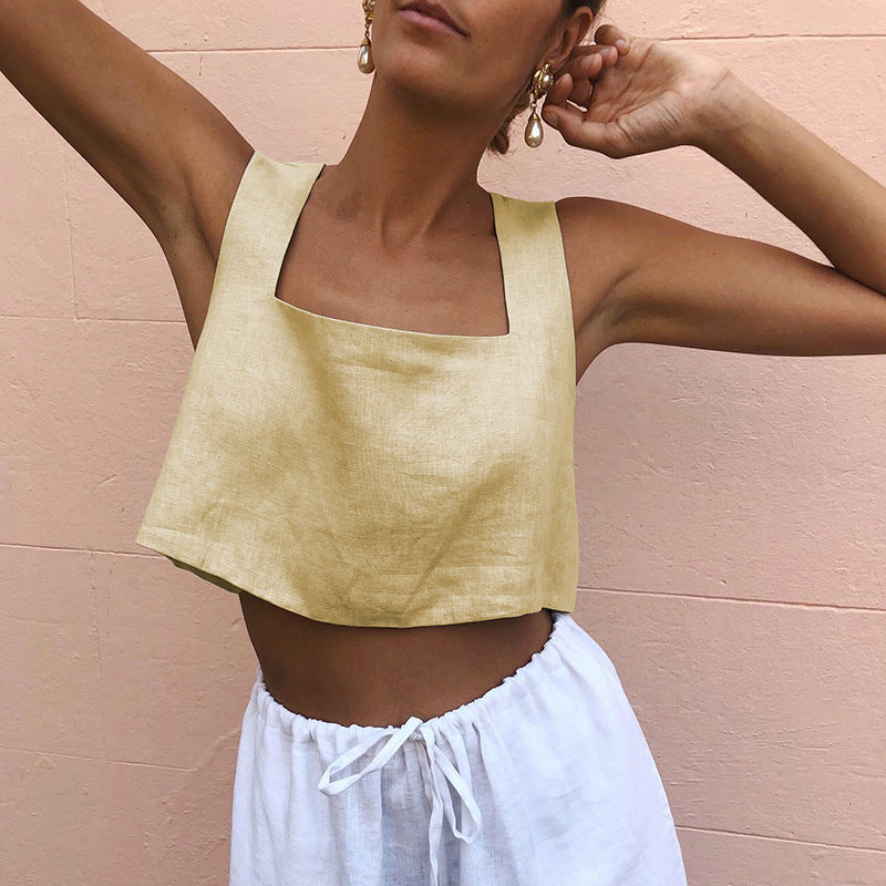 Damen Cropped Top mit quadratischem Ausschnitt und breiten Trägern WW