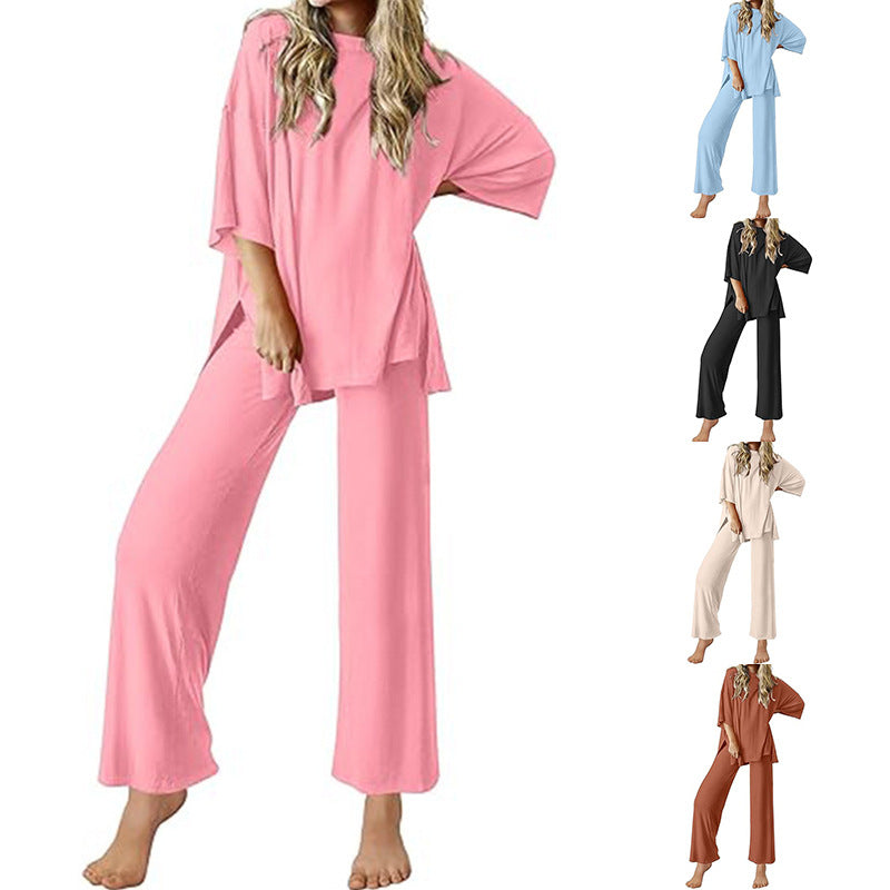 Damen Bequemer Schlafanzug mit Weitem Schnitt und Kurzarm WW