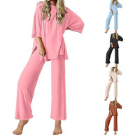 Damen Bequemer Schlafanzug mit Weitem Schnitt und Kurzarm WW