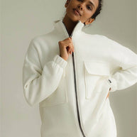 Damen bequeme Fleece-Jacke mit hohem Kragen und praktischen Taschen WW