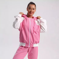 Damen sportlicher Fleece-Jogginganzug mit modischem Reißverschluss WW