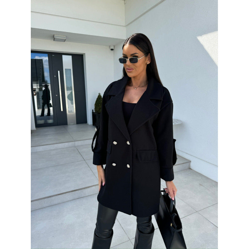 Damen Doppelreiher Oversized Blazer Mantel WW