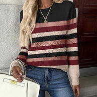 Damen Strickpullover mit strukturiertem Muster und eleganten Farbblockdetails WW