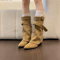 Damen Stilvolle Stiefeletten mit verzierter Riemen-Optik WW