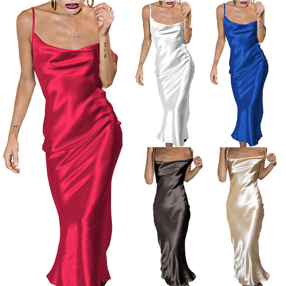 Damen Satin Slip Kleid WW