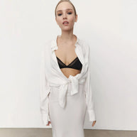 Damen stilvolles Oversized-Hemd und Palazzo-Hose-Set WW