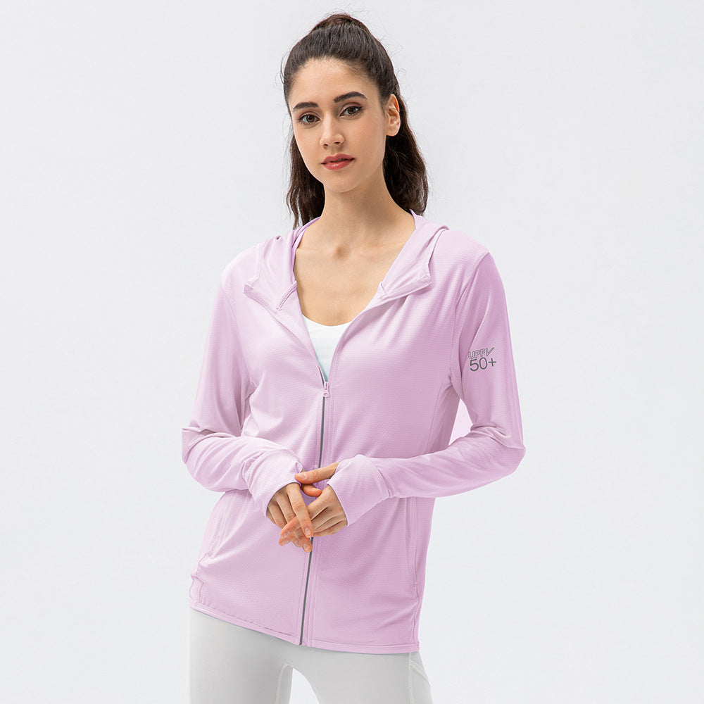 Damen Atmungsaktive Funktionsjacke mit Kapuze und Reißverschluss WW