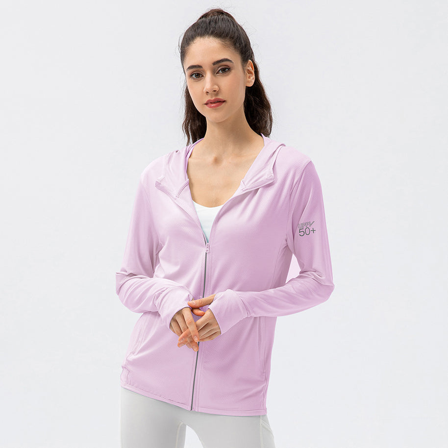 Damen Atmungsaktive Funktionsjacke mit Kapuze und Reißverschluss WW