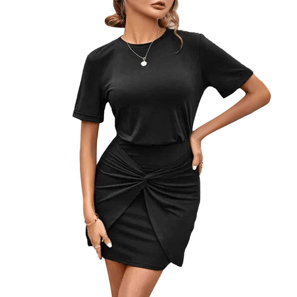 Damen Wickelkleid mit elastischem Taillenbund und modischem Twist-Design W&W Mode