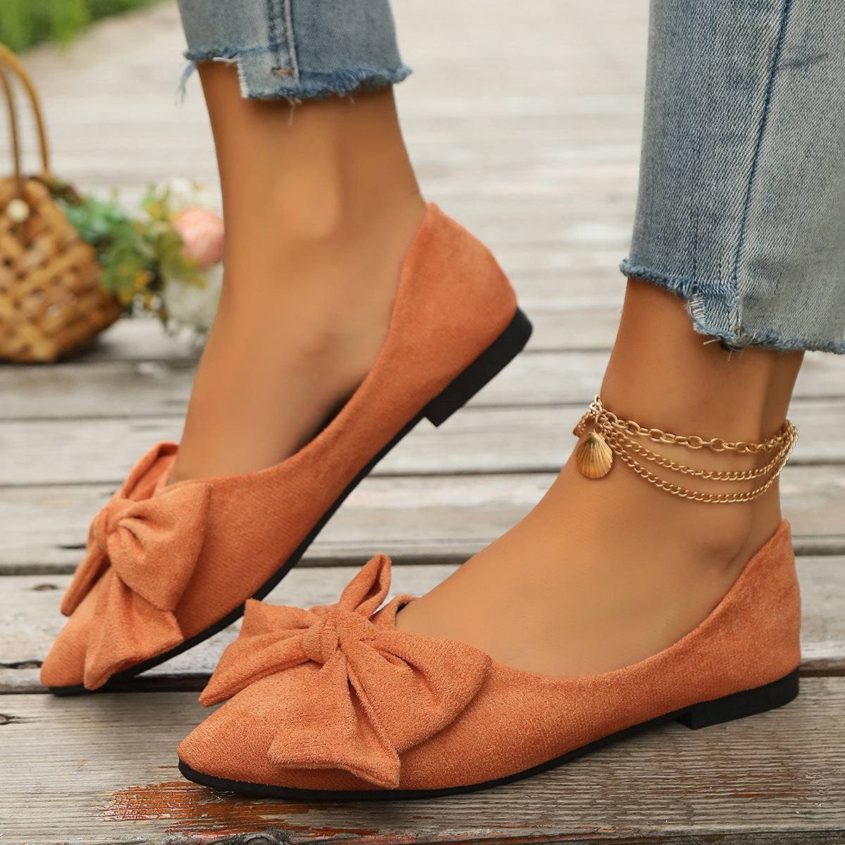 Damen Ballerina-Schuhe mit elegantem Schleifendetail und rutschfester Sohle WW