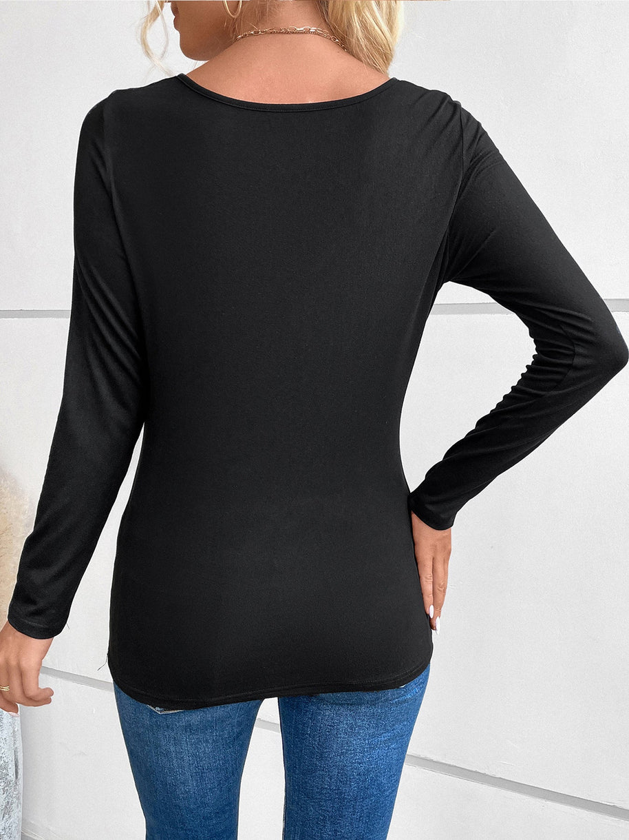 WW | Strassbesetztes Fake-Zweiteiliges Langarmshirt