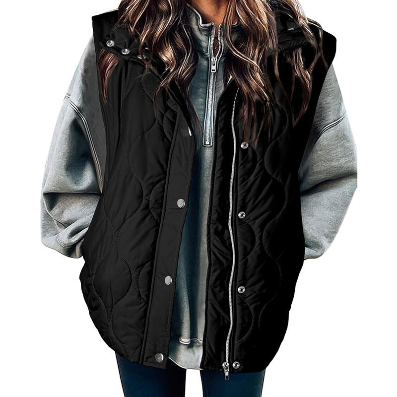 Damen Steppweste mit hohem Kragen und praktischen Taschen WW