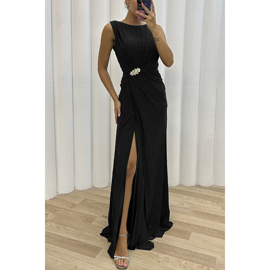 Damen Abendkleid mit eleganter Drapierung und schulterfreier Optik WW