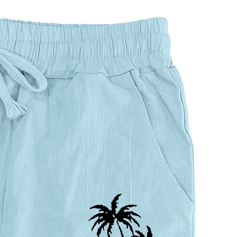 Herren lässige Strandhose aus leichtem, atmungsaktivem Material mit Gummizug und seitlichen Taschen WW