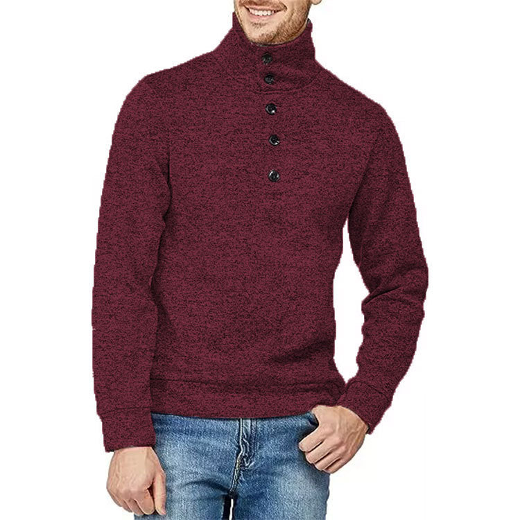 Herren Hochwertiger Pullover mit Stehkragen und Knopfdetail WW