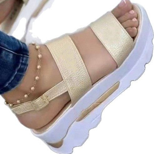 Damen Plateau-Sandalen mit elastischem Riemen und rutschfester Sohle W&W Mode