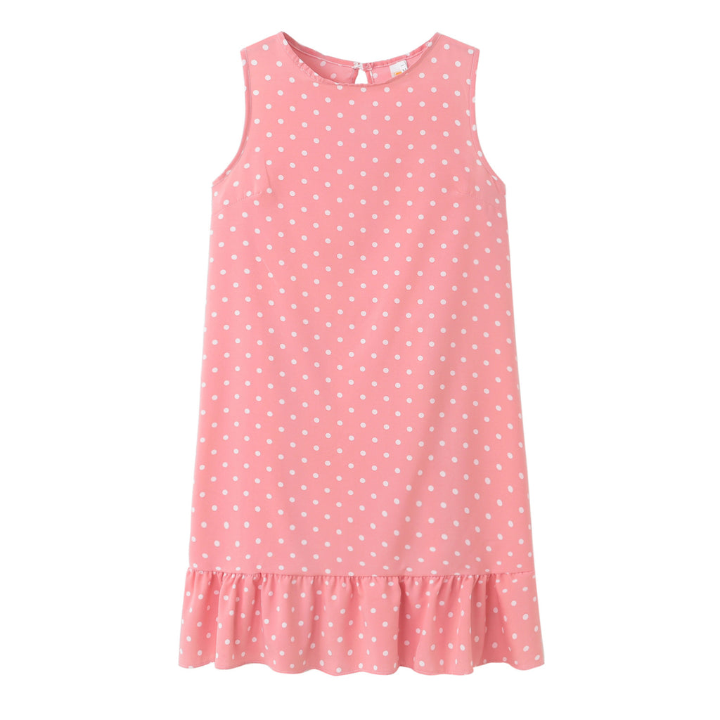 Damen Sommer Polka Dot Shift Kleid mit Rüschensaum WW
