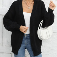 Damen Strickjacke mit oversize Schnitt und tiefem V-Ausschnitt WW
