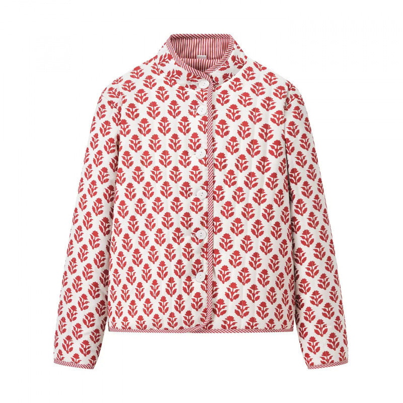 Damen Steppjacke mit floralem Muster und bequemem Schnitt WW