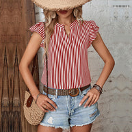 Damen Bluse mit Rüschendetails und Gestreiftem Muster WW