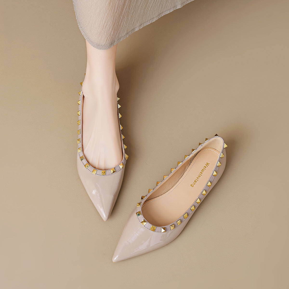 Damen Ballerinas mit Nietenverzierung WW