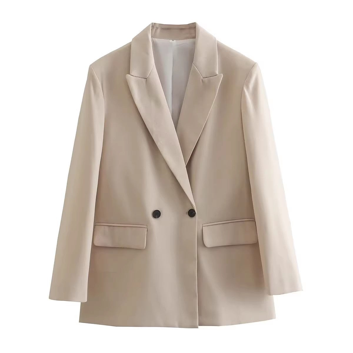 Damen stilvolle Blazerjacke mit doppelter Knopfleiste und breiten Revers WW