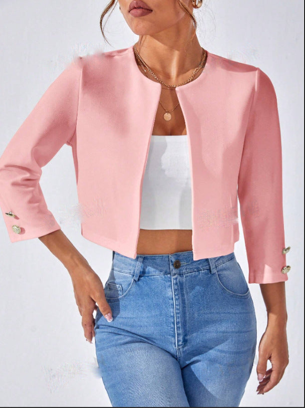 Damen lässige Kurzblazer mit strukturiertem Stoff WW