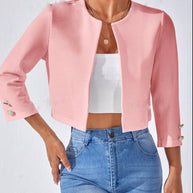 Damen lässige Kurzblazer mit strukturiertem Stoff WW