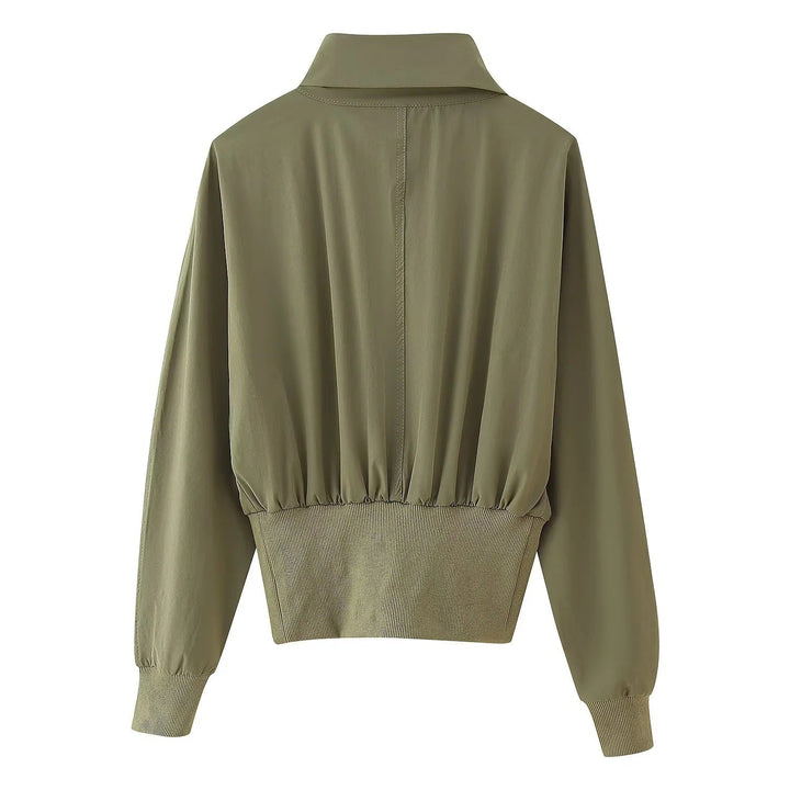 Damen Übergangsjacke mit modernem asymmetrischem Reißverschluss und hohen Kragen W&W Mode