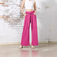 Damen Bequeme und stylische Weite Hose mit Taillengürtel WW