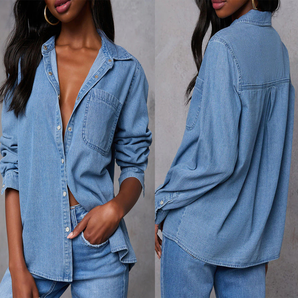 Damen Jeanshemd mit lässigem Schnitt und praktischen Brusttaschen WW