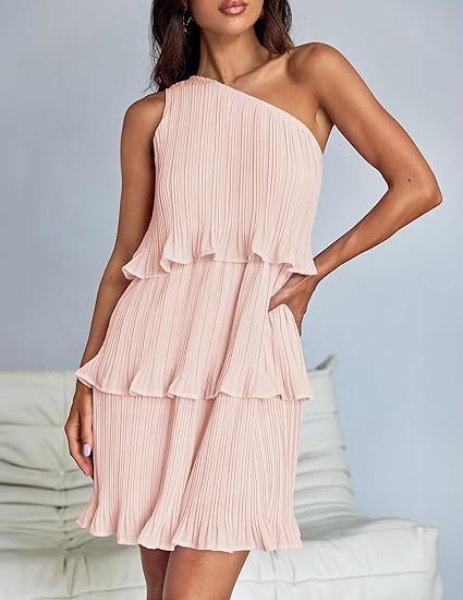 Damen Festliches Plissee Kleid mit asymmetrischem Schnitt WW