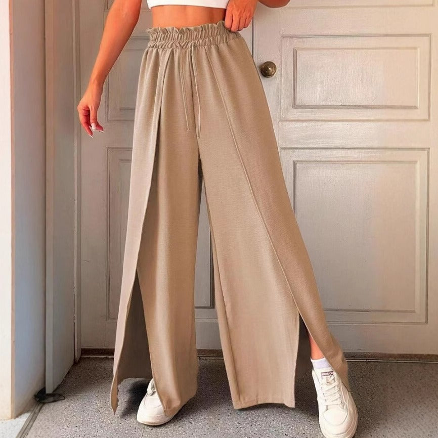 Damen weit geschnittene Schlupfhose mit seitlichen Schlitzen WW