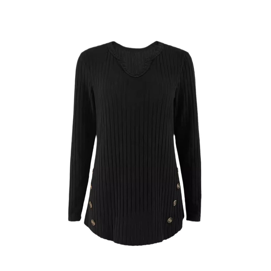 Damen Strickoberteil mit Knopfdetails und V-Ausschnitt WW