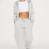 Damen Relaxed-Fit Sweat-Set mit Kapuze und weiten Hosen WW