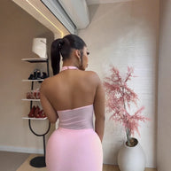 Damen Sexy Minikleid mit transparenten Einsätzen und elegantem Wickeldetail WW