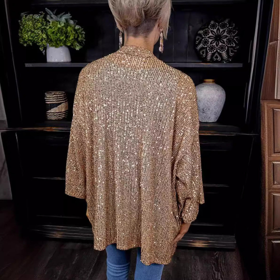 Damen Cardigan mit offener Front, feinem Strickmuster und fließender Passform