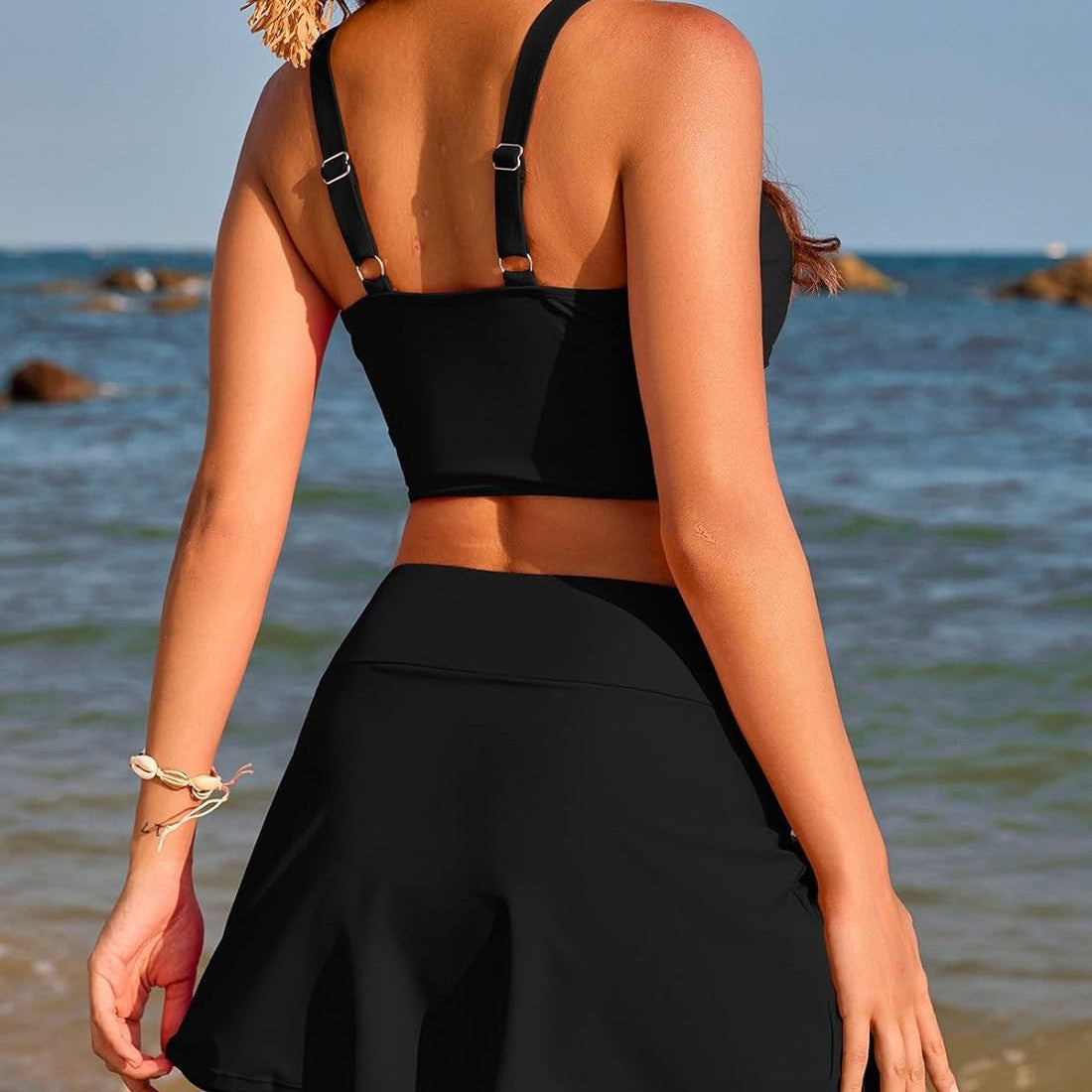 Damen Sportliches Bikini-Set mit modischem Wickeltop und schickem Rock WW