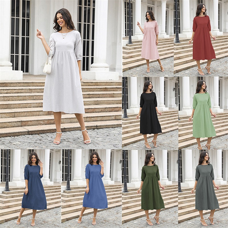 Damen Sommerkleid mit weitem Schnitt und eleganten Ärmeln WW