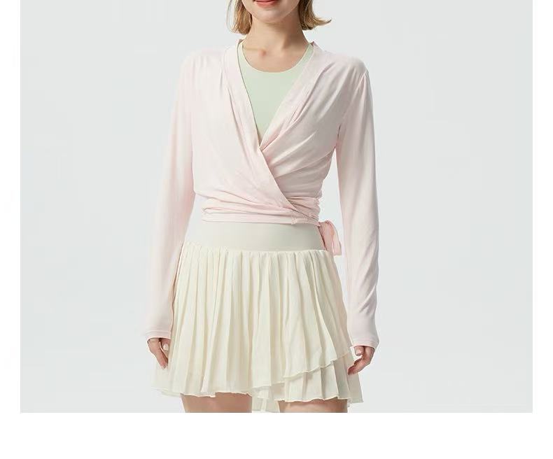 Damen sportliche Langarmjacke mit Wickeldesign und elastischem Bund WW