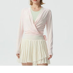 Damen sportliche Langarmjacke mit Wickeldesign und elastischem Bund WW