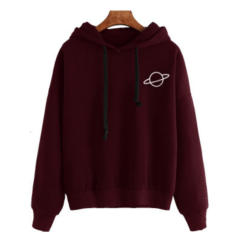 Damen Bequemer Kapuzenpullover mit planetarischem Motiv WW