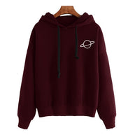 Damen Bequemer Kapuzenpullover mit planetarischem Motiv WW