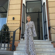 Damen Set aus leichtem Blazer und weiter Hose im floralem Design WW